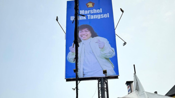 Heboh baliho Marshel Widianto untuk Tangsel dengan logo Partai Gerindra