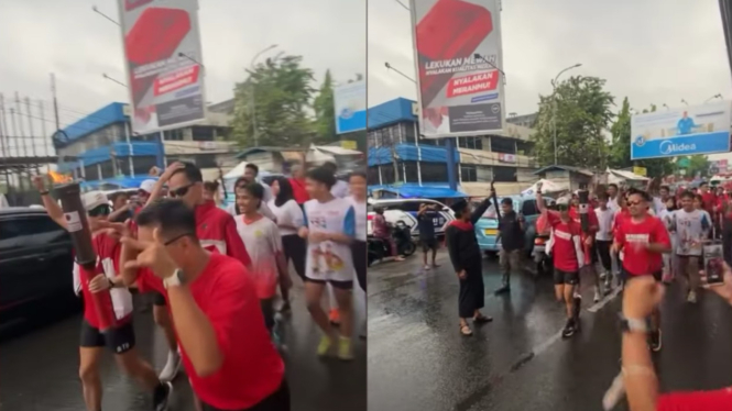 Pembawa Obor 'Api Perjuangan Nan Tak Kunjung Padam' untuk Rakernas V PDIP, tiba di Jakarta