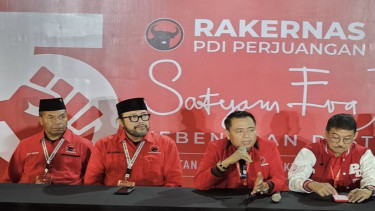 Ketua DPD PDIP saat jumpa pers saat jumpa pers di Rakernas V PDIP di Ancol