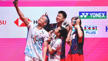 Rinov Rivaldy/Phita Haningtyas Mentari usai jalani final Malaysia Masters 2024