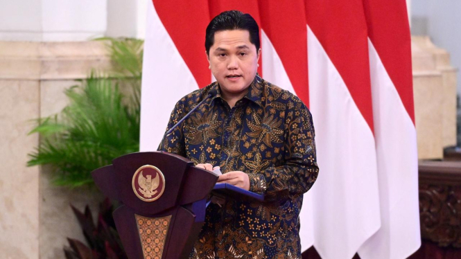 Menteri BUMN, Erick Thohir, dalam peluncuran GovTech Indonesia di Istana Negara, Jakarta, Senin, 27 Mei 2024