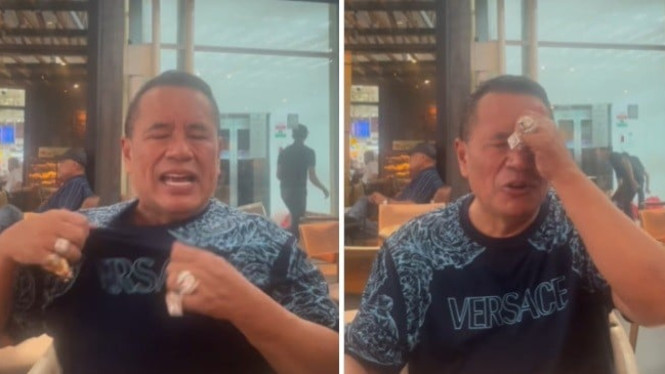 Tangkapan layar video viral Pengacara Kondang Hotman Paris Hutapea mengeluh panas di Bandara Sultan Hasanuddin. ((Foto: Instagram @hotmanparisofficial)).