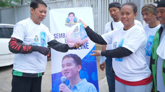 Aksi relawan Gibran Rakabuming Raka di Jakarta Utara.
