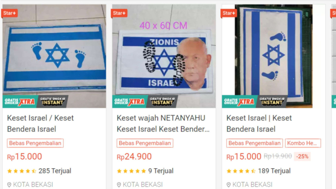 Bendera Israel Beserta Foto Netanyahu Dijual Murah di Marketplace
