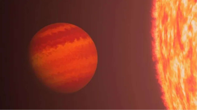 Ilustrasi planet ekstrasurya Phoenix dalam sorotan bintang induknya.