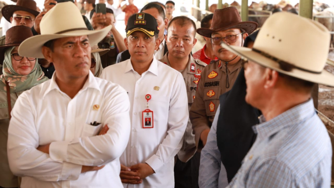 Menteri Pertanian Andi Amran saat cek ketersediaan hewan kurban di Tangerang.