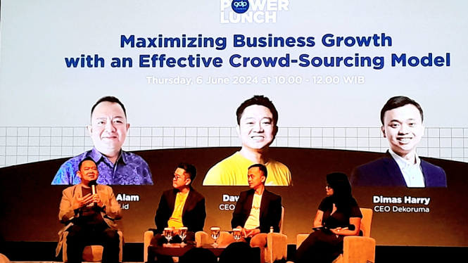 [dok. Jajaran CEO di bawah portofolio GDP Venture, diantaranya yakni CEO SweetEscape, CEO Dekoruma, dan CEO Garasi.id, dalam diskusi di kawasan Senayan, Jakarta Selatan, Kamis, 6 Juni 2024]