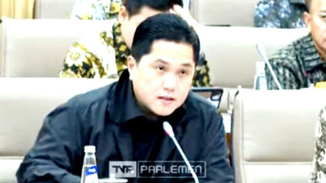 Menteri BUMN, Erick Thohir, dalam rapat kerja bersama Komisi VI DPR RI, Jumat, 7 Juni 2024