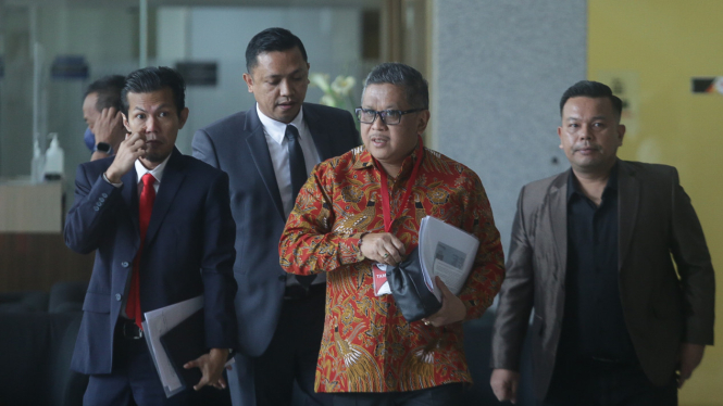 Sekjen PDIP Hasto Kristiyanto saat diperiksa KPK terkait kasus Harun Masiku