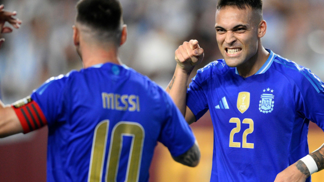 Pemain Timnas Argentina, Lautaro Martinez dan Lionel Messi