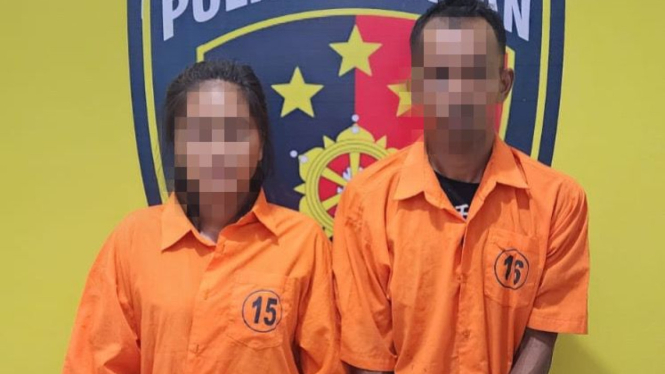Sepasang kekasih saat diamankan Polres Asahan.