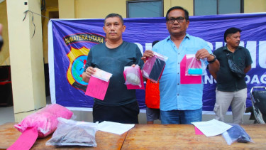 Polres Sergai saat memberikan keterangan pres kasus pembunuhan.(dok Polres Sergai)