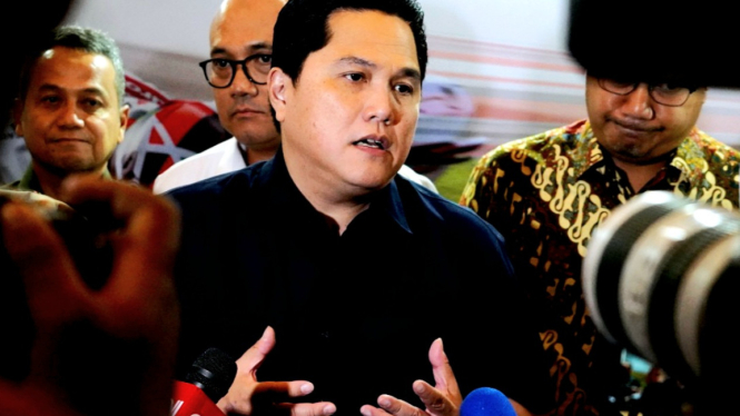 Menteri BUMN, Erick Thohir, dalam konferensi pers di Gedung Danareksa, Jakarta, Jumat, 21 Juni 2024