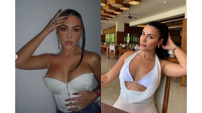 Georgina Rodriguez (Kiri) dan Mina (tunangan Shayne Pattynama)