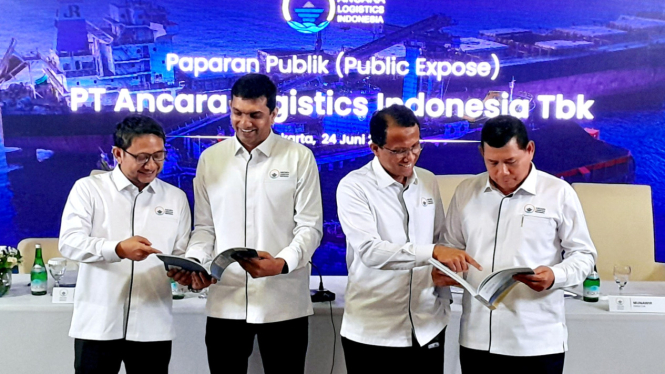 [dok. Jajaran Direksi PT Ancara Logistics Indonesia Tbk, saat menggelar Public Expose di Bakrie Tower, Jakarta Selatan, Senin, 24 Juni 2024]