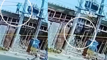 Tukang bangunan tersengat listrik