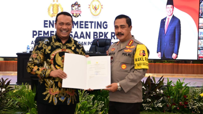 Anggota BPK RI Nyoman Adhi Suryadnyana dan Wakapolri Komjen Pol Agus Andrianto