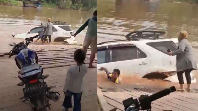 Mobil Fortuner yang Dikemudikan Kapolsek Katingan Hulu Terjun ke Sungai