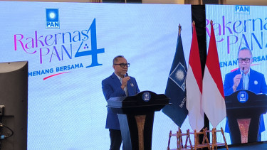 Ketua Umum PAN, Zulkifli Hasan alias Zulhas dalam acara Rakernas PAN di Kantor DPP PAN, Jakarta Selatan, Sabtu, 29 Juni 2024