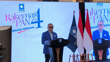 Ketua Umum PAN Zulkifli Hasan alias Zulhas di acara Rakernas PAN ke-4 di Kantor DPP PAN, Jakarta Selatan, Sabtu, 29 Juni 2024