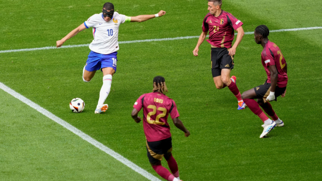 Pemain Timnas Prancis, Kylian Mbappe saat melawan Belgia