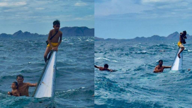 Nelayan dan anak-anaknya terombang-ambing di laut