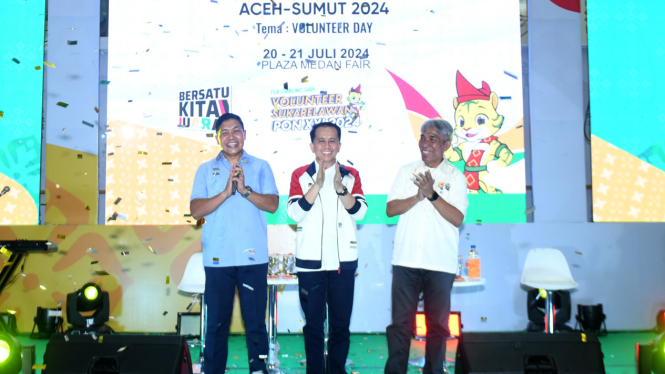 Penjabat (Pj) Gubernur Sumut, Agus Fatoni saat menghadiri acara talkshow road to PON Aceh-Sumut di Plaza Medan Fair, Kota Medan.(dok Pemprov Sumut)