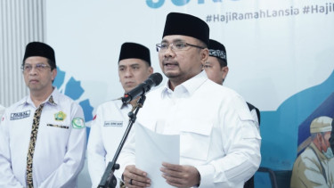 Menag Yaqut gelar konferensi pers Closing Statement Sukses Haji 2024.