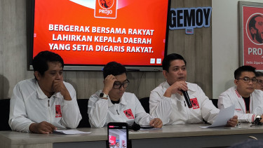 Bendahara umum (Bendum) DPP Projo, Panel Barus di Kantor DPP Projo, Jakarta Selatan, Sabtu, 27 Juli 2024