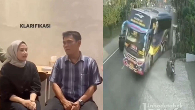 Pemotor Wanita yang Jatuh Sendiri dan Minta Rp 4 Juta ke Supir Bus Minta Maaf