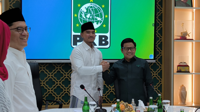 Ketua Umum PSI Kaesang Pangarep dan Ketua Umum PKB Muhaimin Iskandar alias Cak Imin di Kantor DPP PKB, Jakarta Pusat, Selasa, 6 Agustus 2024