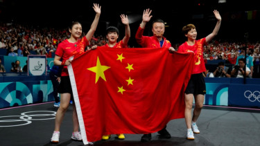 Atlet tenis meja China di nomor beregu putri.