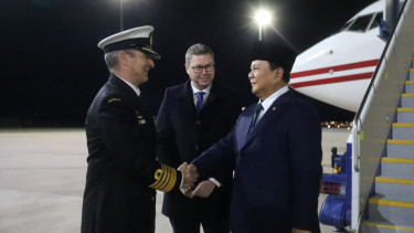 Menhan Prabowo tiba di Canberra.