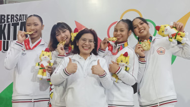 Tim atlet Senam asal Provinsi DKI di PON 2024, Aceh-Sumut.(B.S.Putra/VIVA)