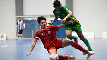 Futsal Putra Sumut saat melawan DKI Jakarta di GOR Futsal Dispora Sumut, Kabupaten Deliserdang.(dok PON 2024 Sumut)