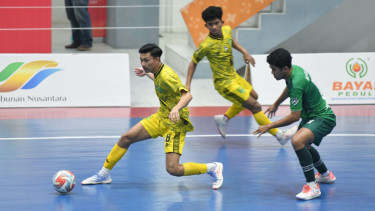 Tim Futsal putra Kaltim saat bertanding melawan NTT di PON 2024, ACEH-SUMUT.(dok PON 2024 wilayah Sumut)