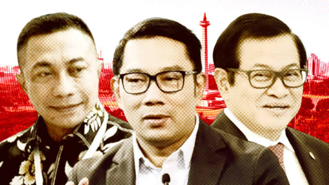 Tiga calon gubernur Jakarta, Dharma Pongrekun (kiri), Ridwan Kamil (tengah) dan Pramono Anung (kanan)