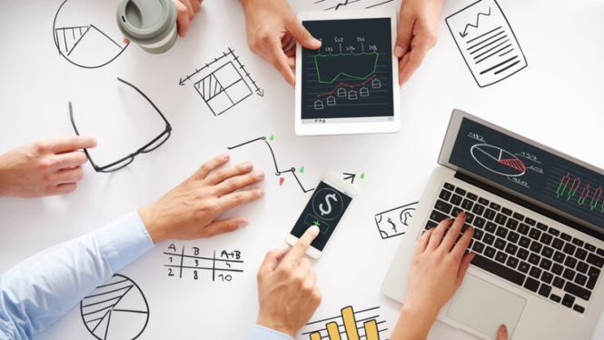 Ilustrasi bisnis di era digital.
