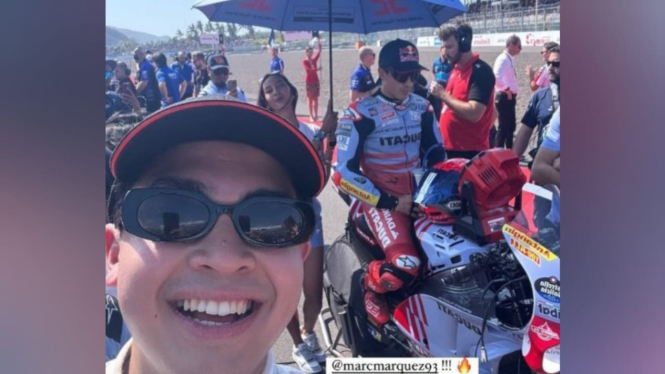Jerome Polin selfie dengan Marc Marquez di MotoGP Mandalika 2024