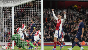 Pemain Arsenal, Kai Havertz jebol gawang PSG