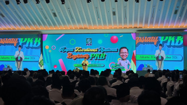 Presiden RI terpilih periode 2024-2029, Prabowo Subianto di acara Rakornas Legislatif PKB di Hotel Sahid, Kamis, 10 Oktober 2024