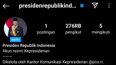 Akun instagram resmi Presiden Republik Indonesia
