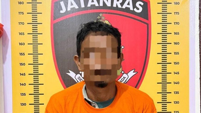 AHT, pelaku penikaman saat diamankan polisi.(dok Polres Sergai)