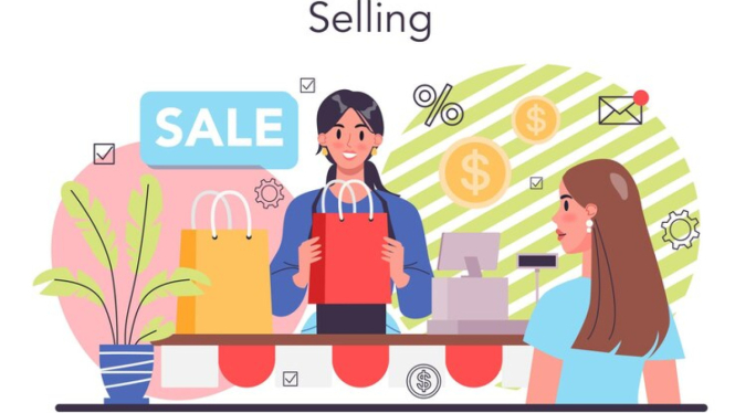 Ilustrasi Penjual dan pembeli
