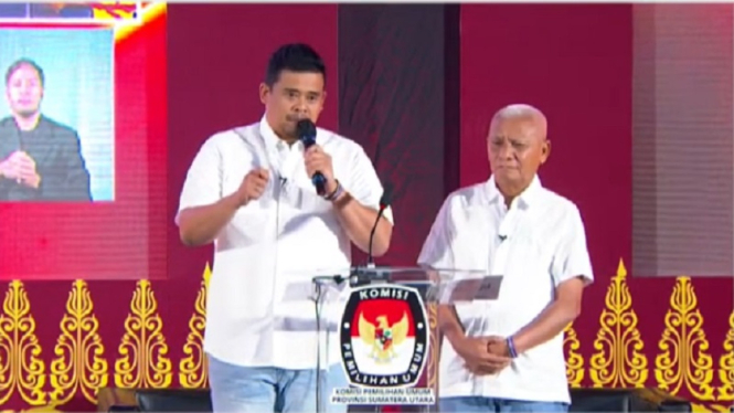 Paslon Cagub Cawagub Sumut Bobby Nasution-Surya di Debat Pilgub Sumut 