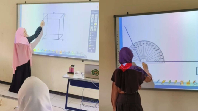 Guru di MTSN 1 Pasuruan Gunakan Papan Tulis Touchscreen untuk Ajarkan Matematika