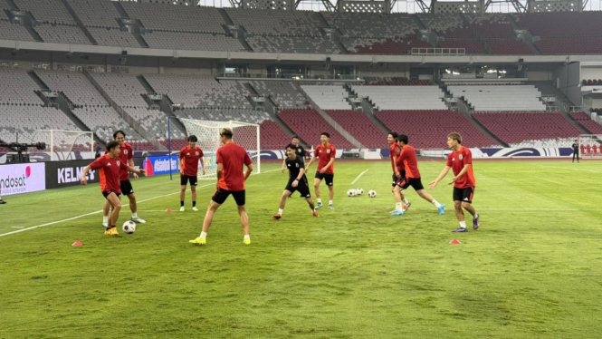 Kondisi rumput GBK saat Timnas Jepang pakai untuk latihan