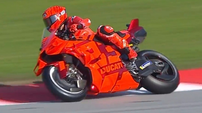 Motor Ducati yang ditunggangi oleh Marc Marquez.