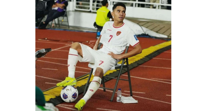 Gaya santai Marselino Ferdinan saat melakukan selebrasi
