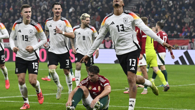 Pemain Timnas Jerman rayakan gol
